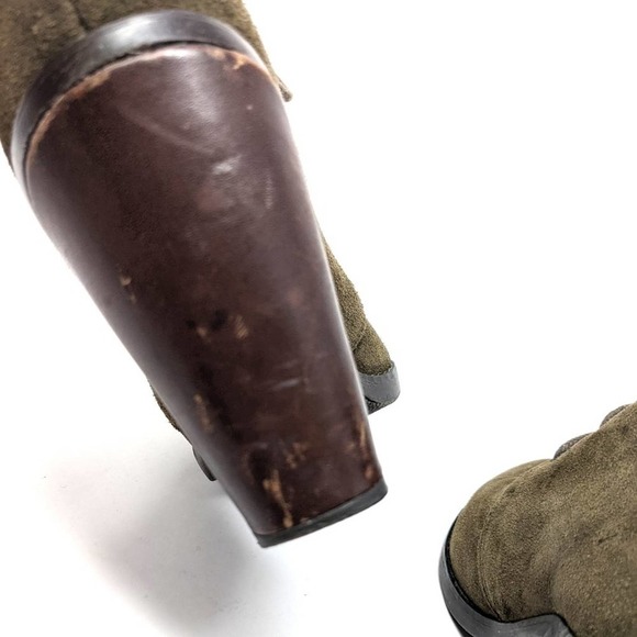 Steve Madden Womens 8 Jayson Olive Green Leather Block Heel Lace Up Ankle Boots - Picture 9 of 12